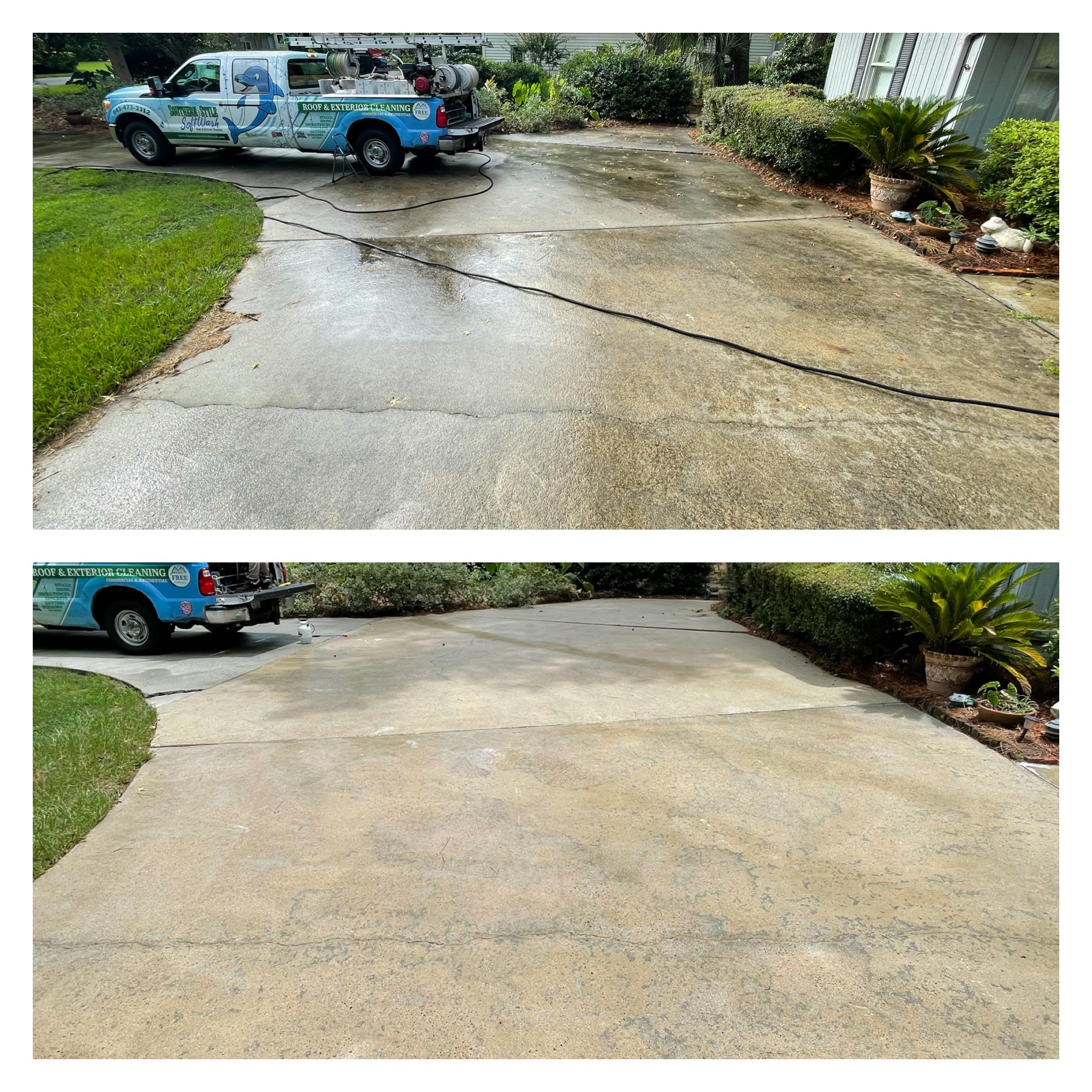 Driveway pressure wash result