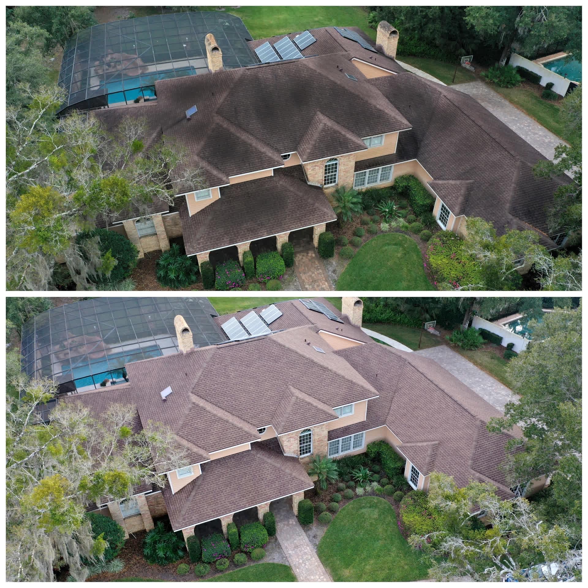 Before and after Roof Soft Wash Hilton Head Island